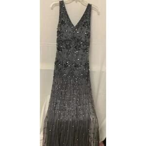 Pisarro Nights Beaded Mesh Column Gown,